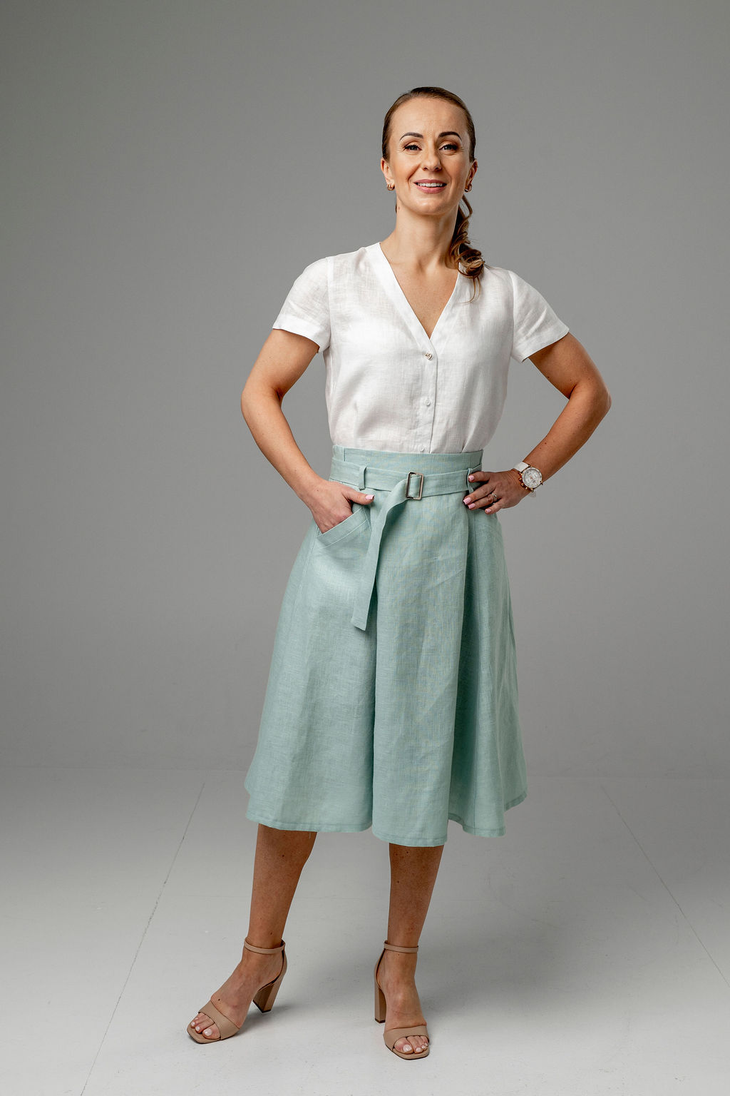 Lininis sijonas MĖTA